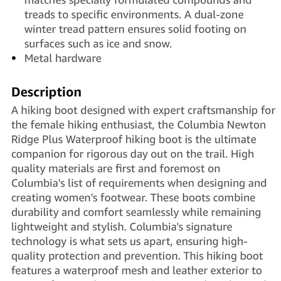 Columbia Women's 7.5 7 1/2 Newton Ridge Plus black hiking boots waterproof - Picture 7 of 8